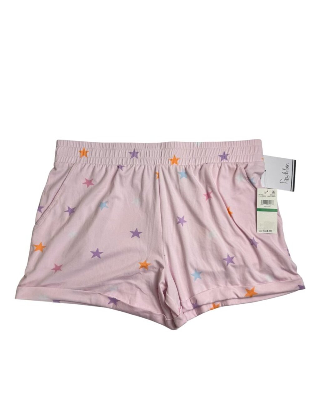Roudelain NEW Pink Sleep Shorts Size Lrg Multicolor Stars Sleepwear Loungewear
